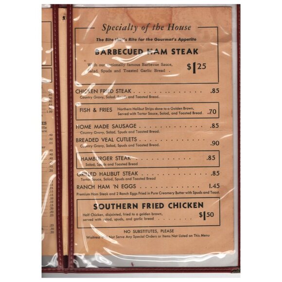 Vintage Restaurant Menu The Ham Steak Portland Oregon Kitchen Decor Collectible - Picture 6 of 7